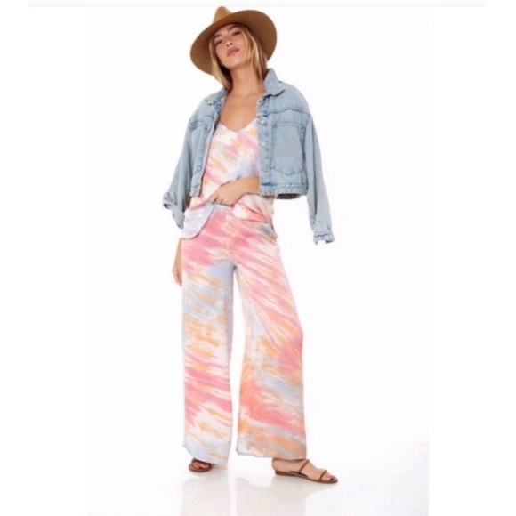 Young Fabulous & Broke Aiko Watercolor Wide Leg Pants - Picture 1 of 9